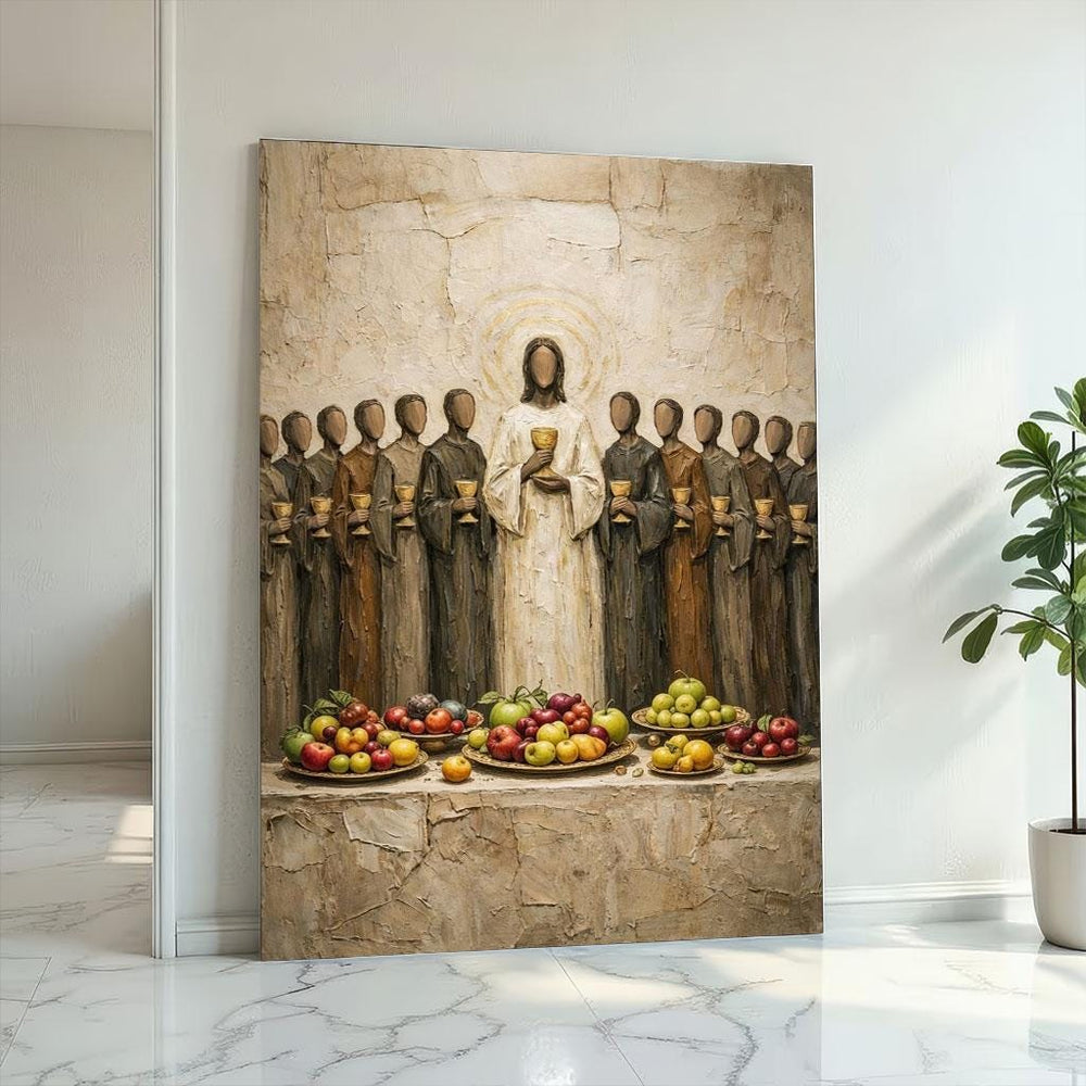 The Last Supper Canvas Print, Christian Icon Style Wall Art