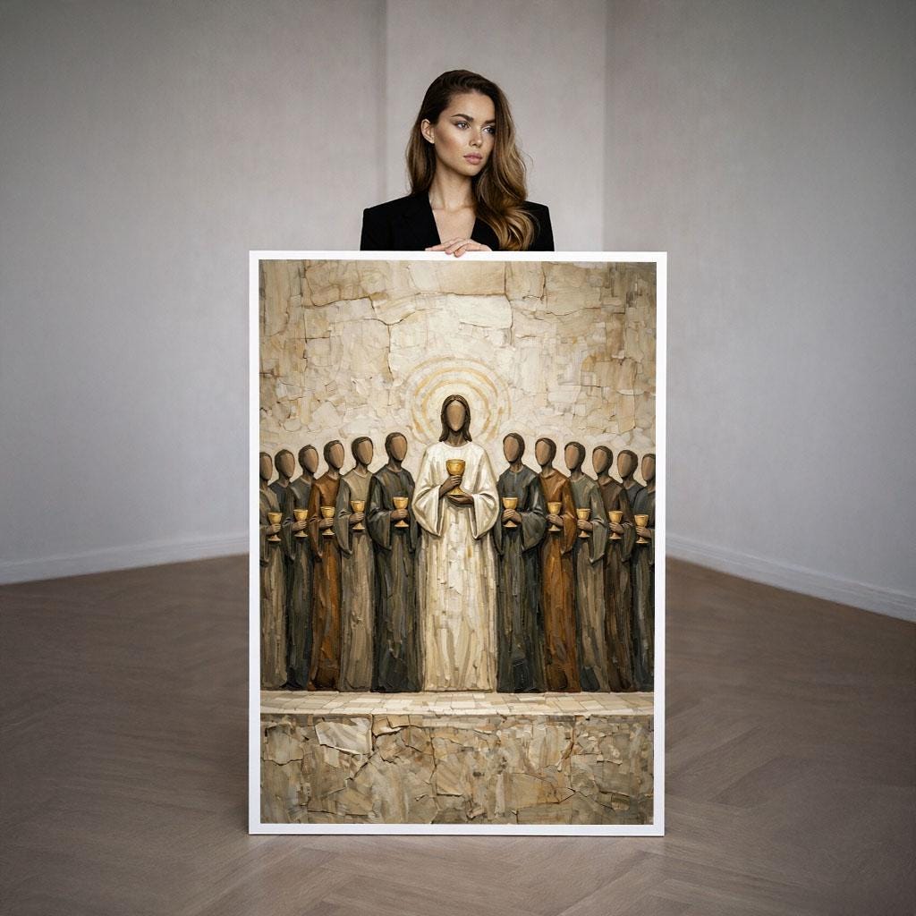 Image 3 of Jesus The Last Supper 12 Apostles Icon Style Canvas Wall Art Print | Christian Wall Art Home Decor | Statement Piece