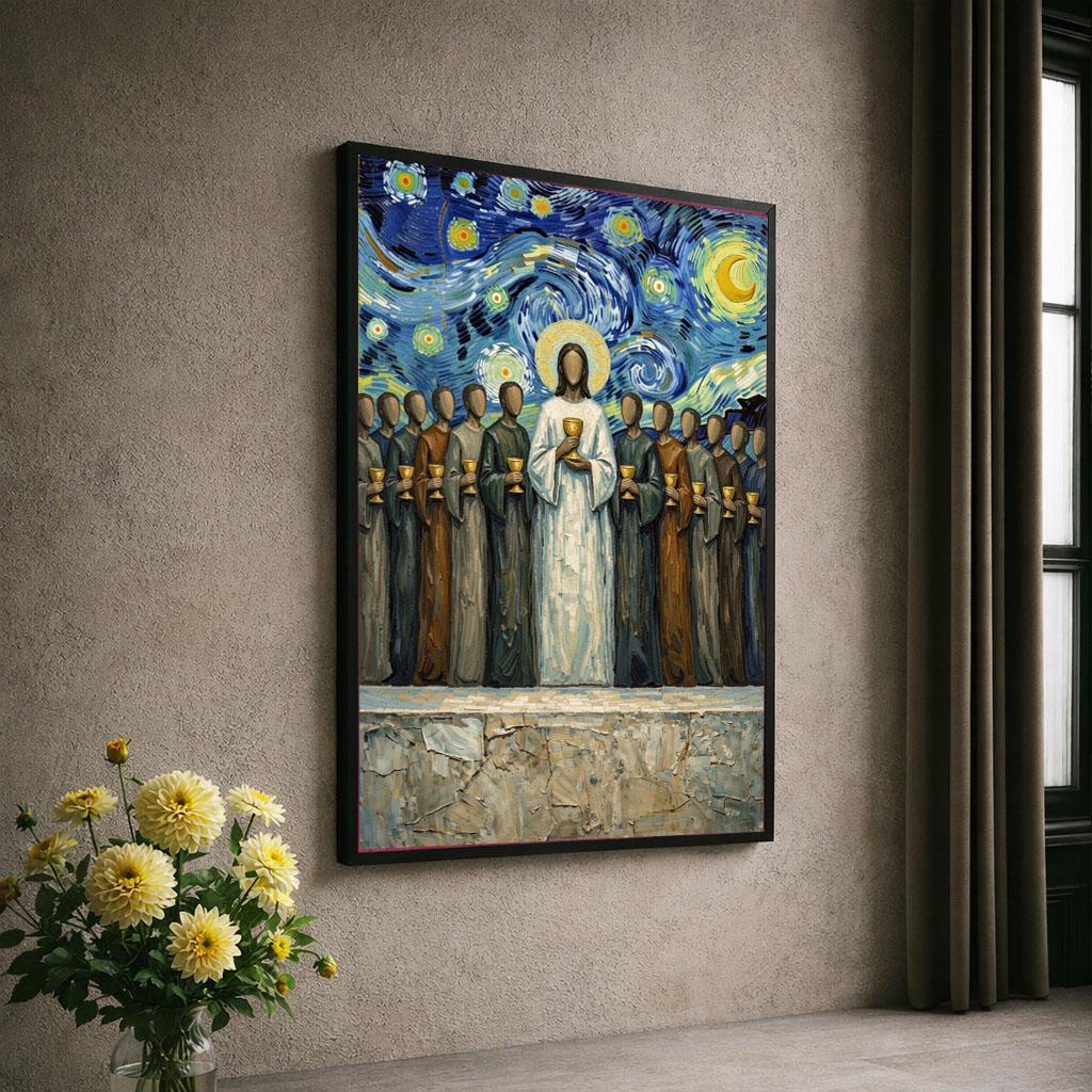 Image 6 of Jesus The Last Supper Icon Style Canvas Wall Art Print | Illuminated Living Room Decor | Statement Piece