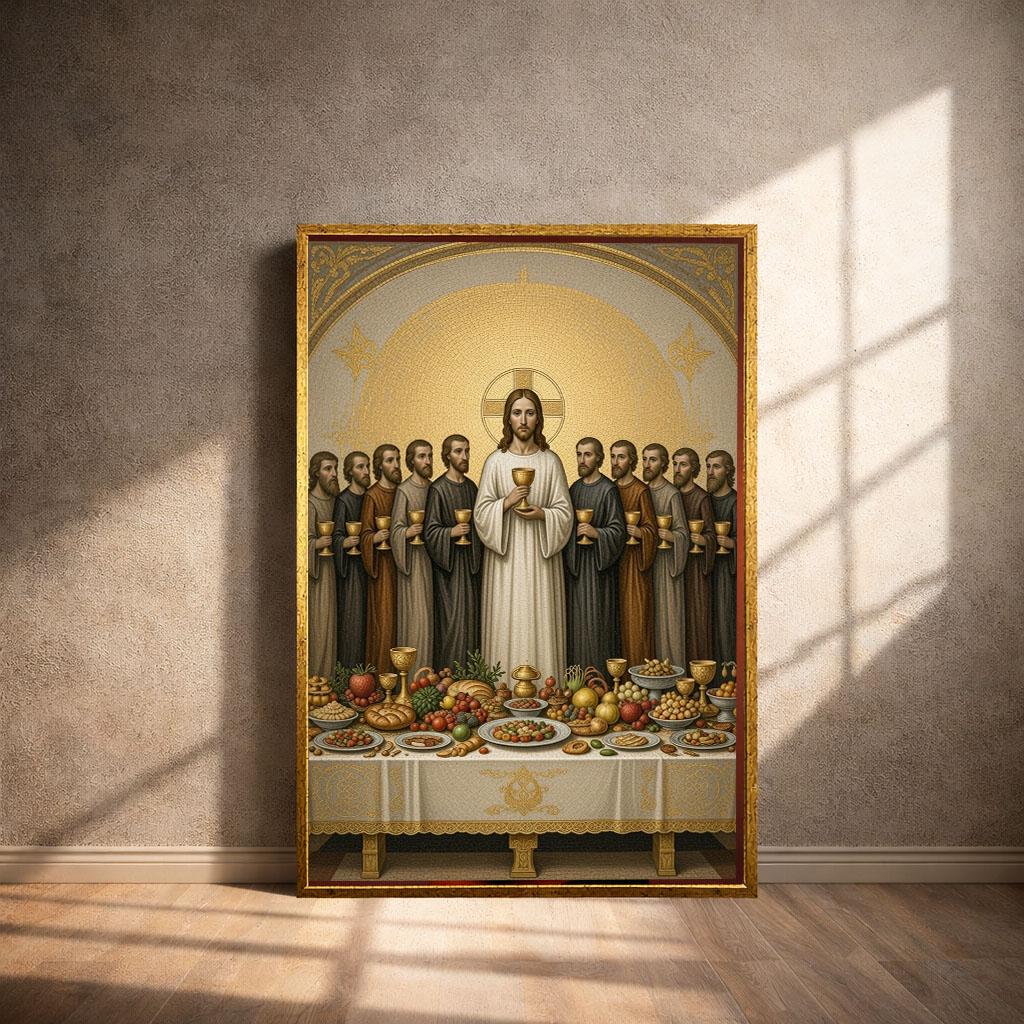 Image 4 of Jesus The Last Supper 12 Apostles Icon Style Canvas Wall Art Print | Sacred Living Room Decor | Art Collectors