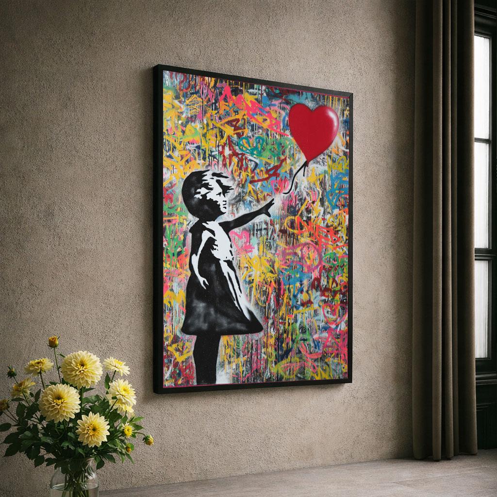 Image 6 of Banksy Inspired Balloon Girl Graffiti Canvas Wall Art Print | Vibrant Living Room Decor | Street Art Statement Piece