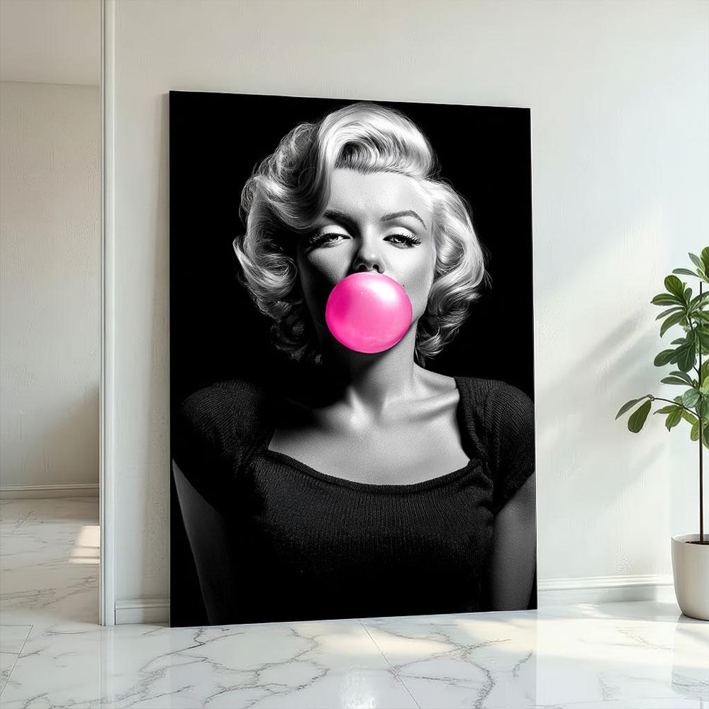 Marilyn Monroe Pop Art Canvas Print: Red Lips, Neon Splash