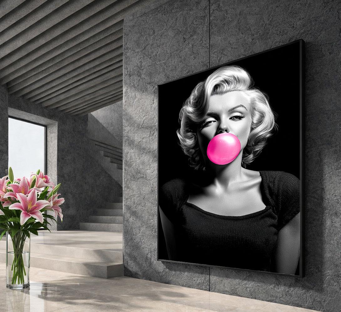 Image 5 of Marilyn Monroe Pop Art Canvas Wall Art Print | Red Lips Neon Splash Bedroom Wall Decor | Modern Art Lovers
