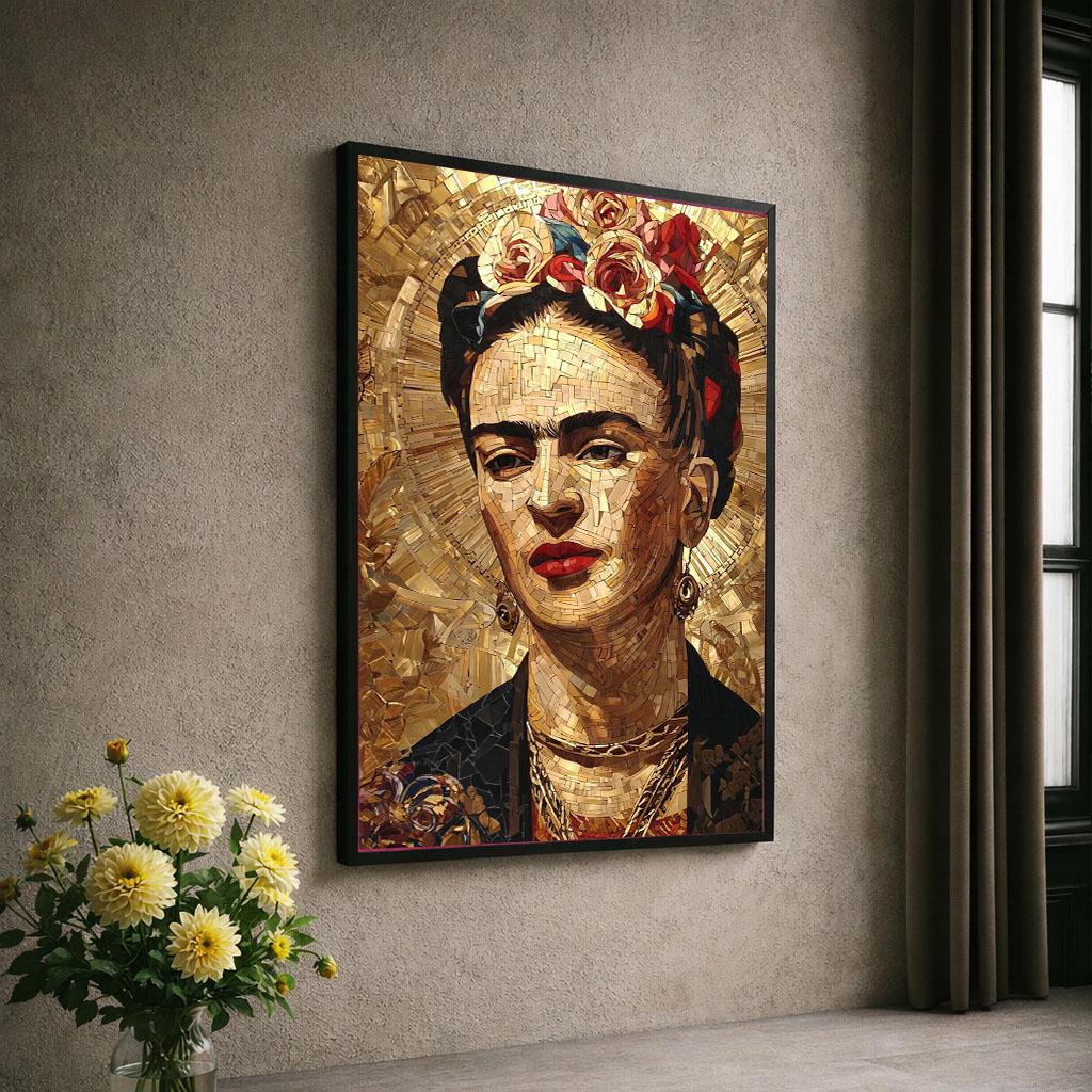 Image 6 of Vibrant Frida Kahlo Portrait Canvas Wall Art Print | Bohemian Living Room Decor | Luxury Gift