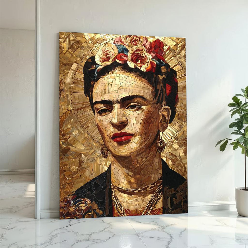 Vibrant Frida Kahlo Portrait Canvas Wall Art Print  Bohemian Living Room Decor  Luxury Gift