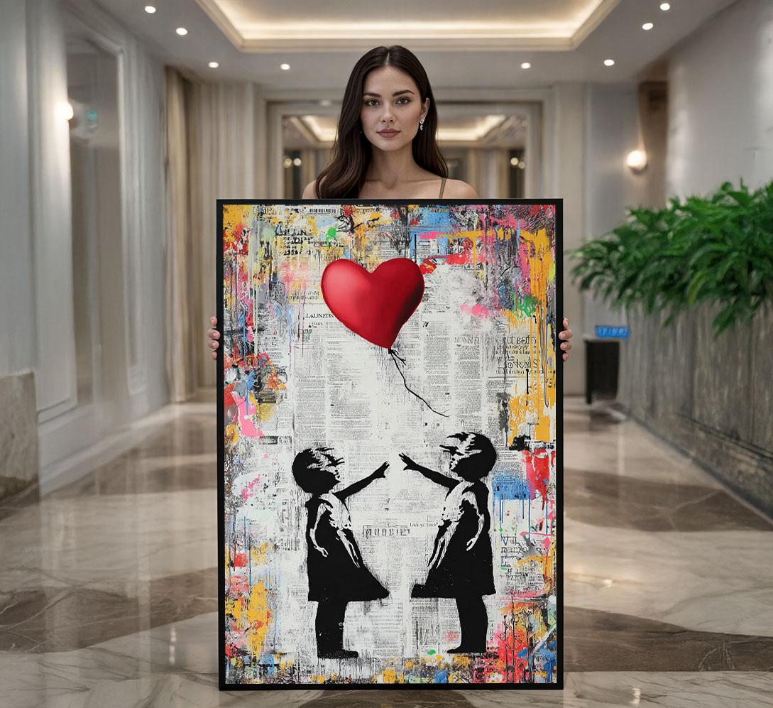 Image 1 of Banksy Inspired Balloon Kids Canvas Wall Art Print | Heartfelt Living Room Decor | Modern Art Lovers