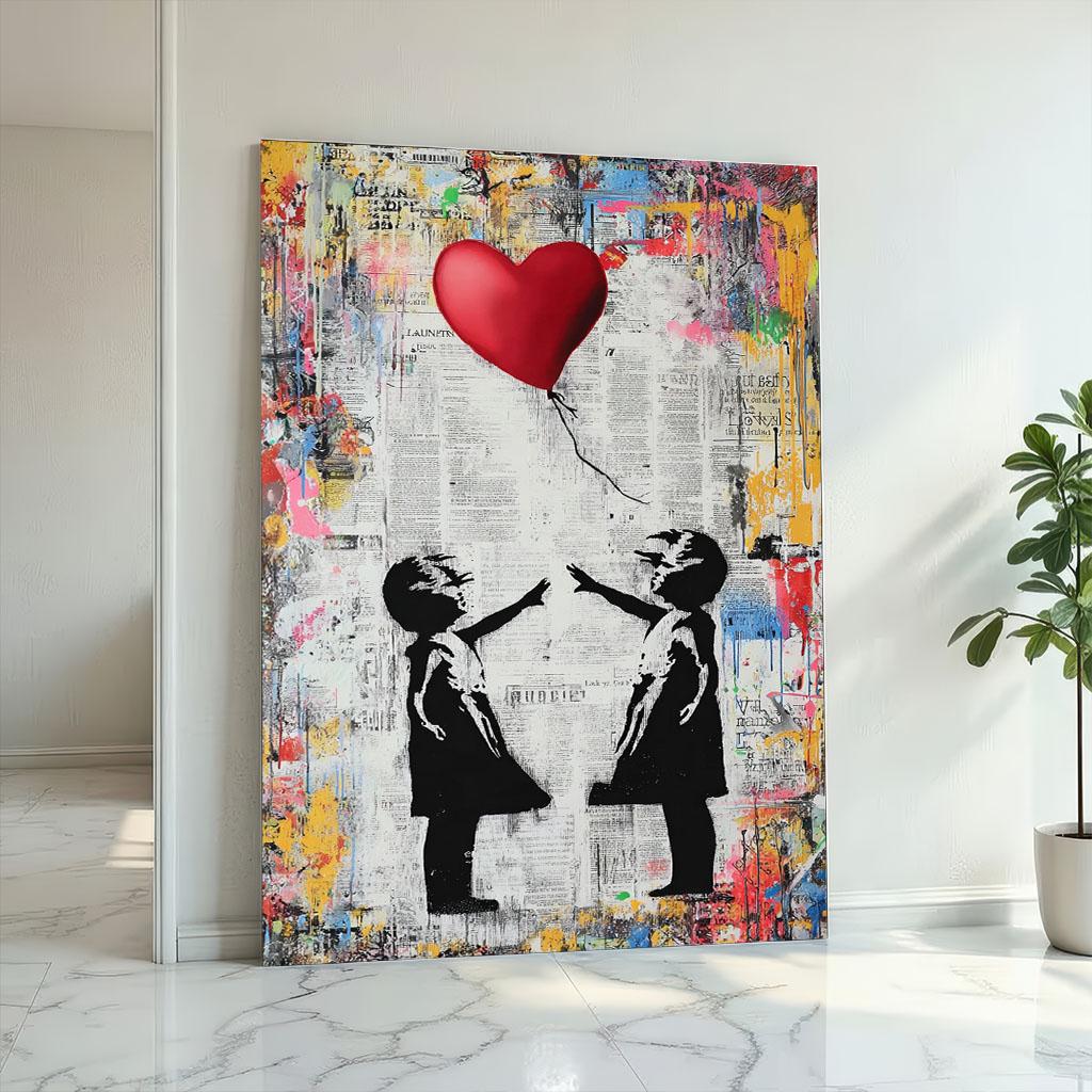Image 2 of Banksy Inspired Balloon Kids Canvas Wall Art Print | Heartfelt Living Room Decor | Modern Art Lovers