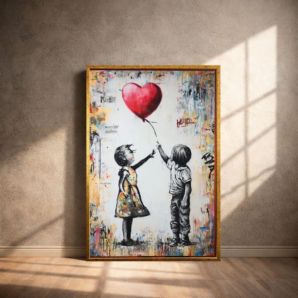 Image 4 of Banksy Inspired Heart Balloon Kids Canvas Wall Art Print | Modern Living Room Decor | Statement Piece