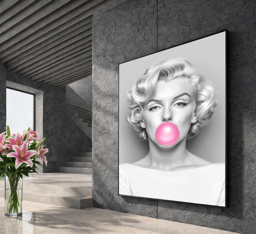 Image 5 of Marilyn Monroe Canvas Wall Art Print | Pop Art Bubblegum Portrait | Modern Bedroom Decor | Trendy Statement Piece