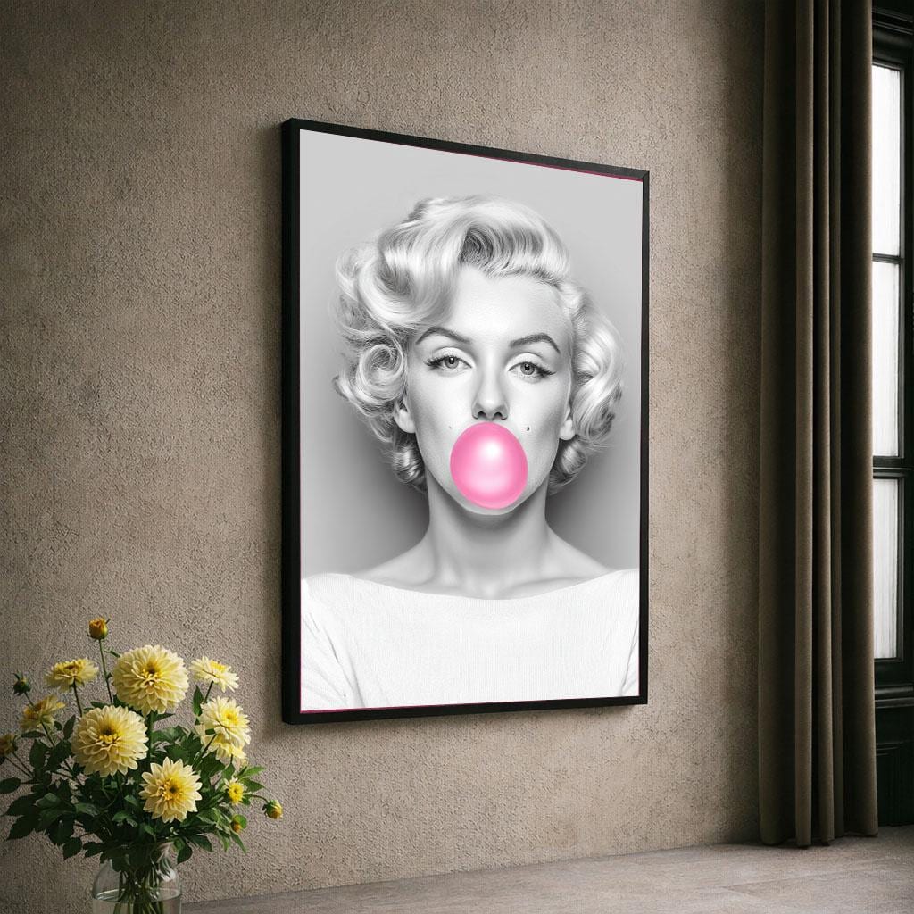 Image 6 of Marilyn Monroe Canvas Wall Art Print | Pop Art Bubblegum Portrait | Modern Bedroom Decor | Trendy Statement Piece