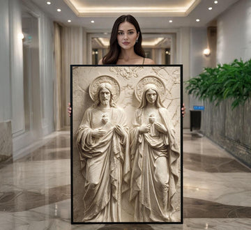 Image 1 of Sacred Icon Style Religious Figures Canvas Wall Art Print | Neutral Living Room Decor | Art Collectors