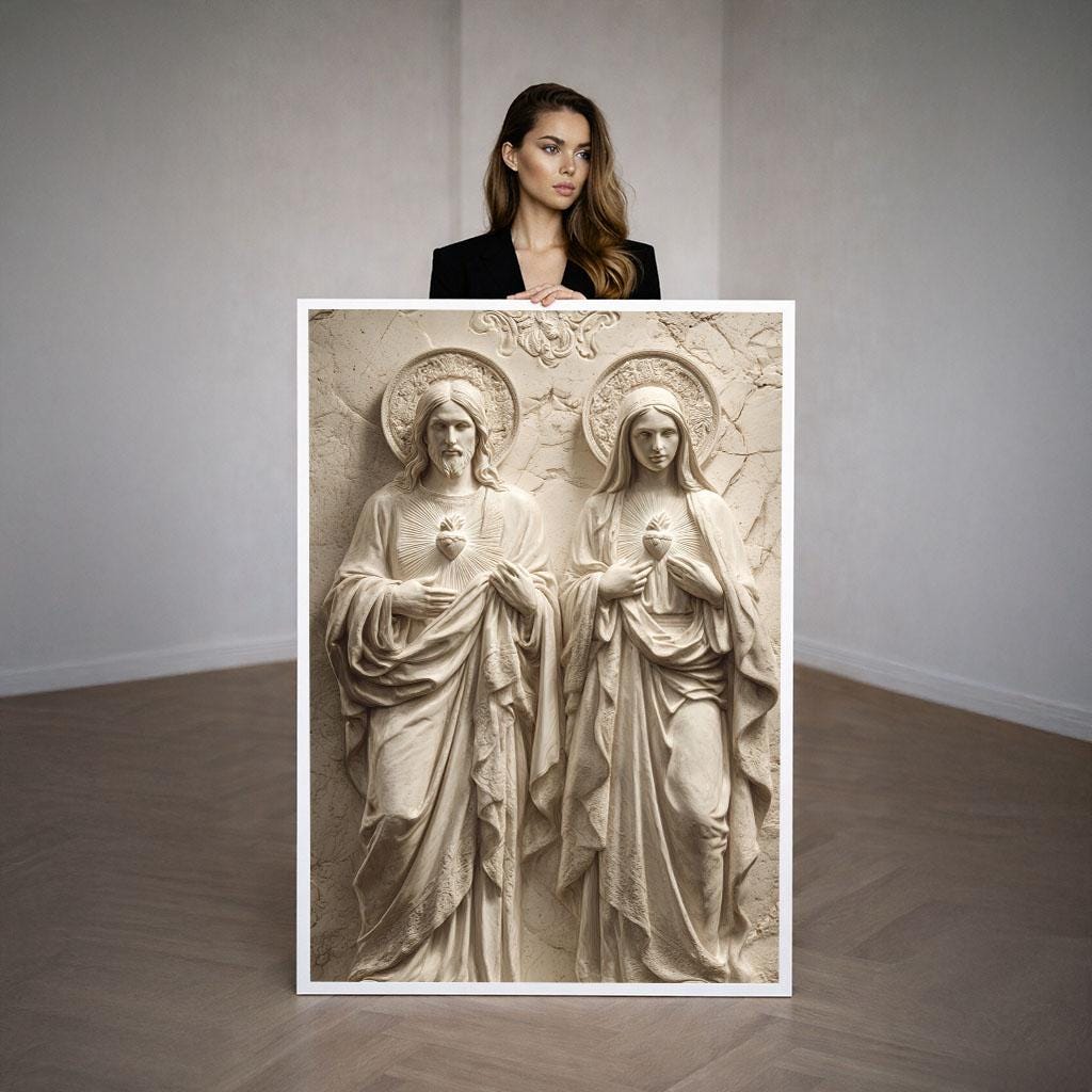 Image 3 of Sacred Icon Style Religious Figures Canvas Wall Art Print | Neutral Living Room Decor | Art Collectors