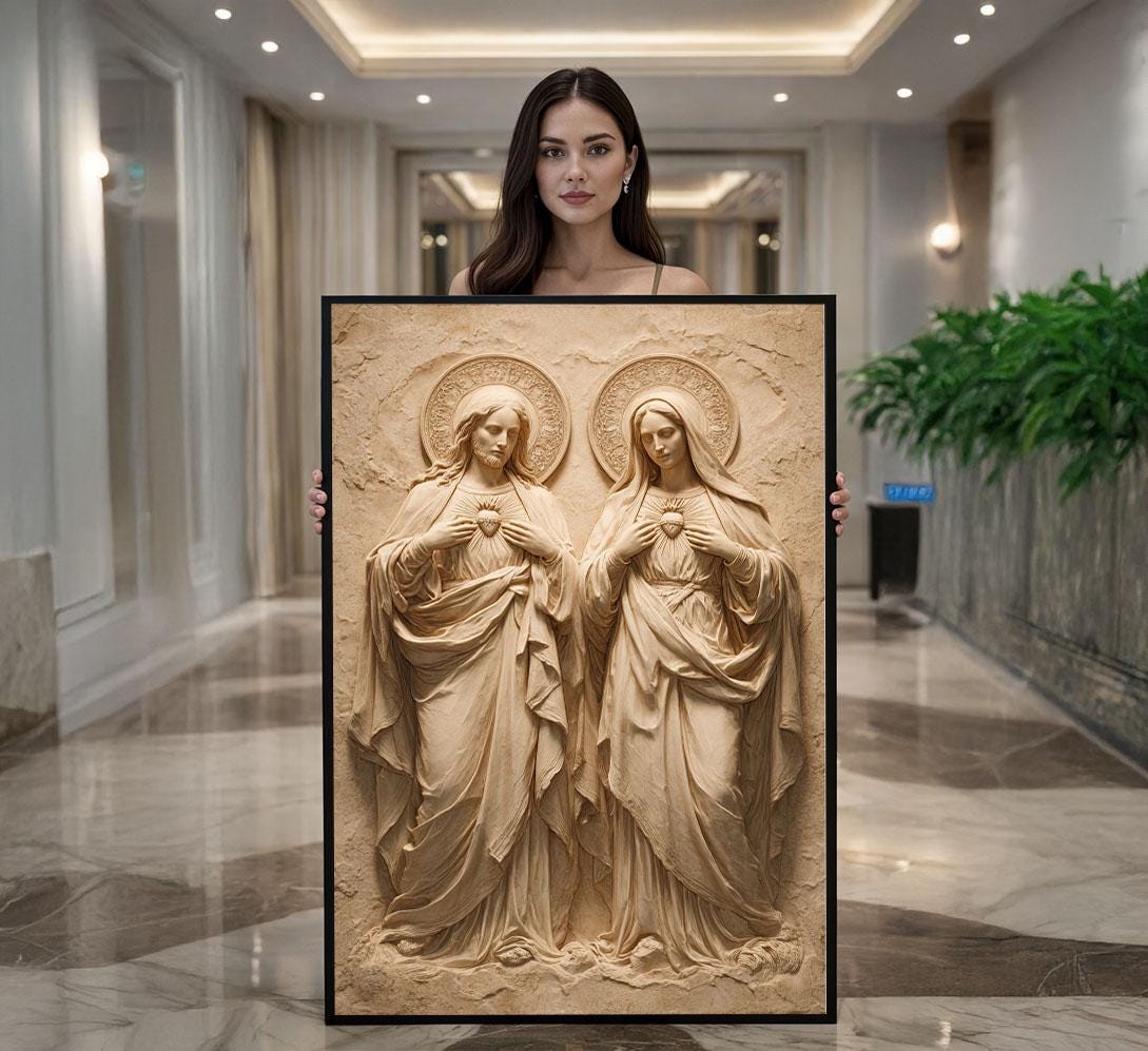 Image 1 of Sacred Religious Icon Canvas Wall Art Print | Byzantine Style Living Room Decor | Ready to Hang