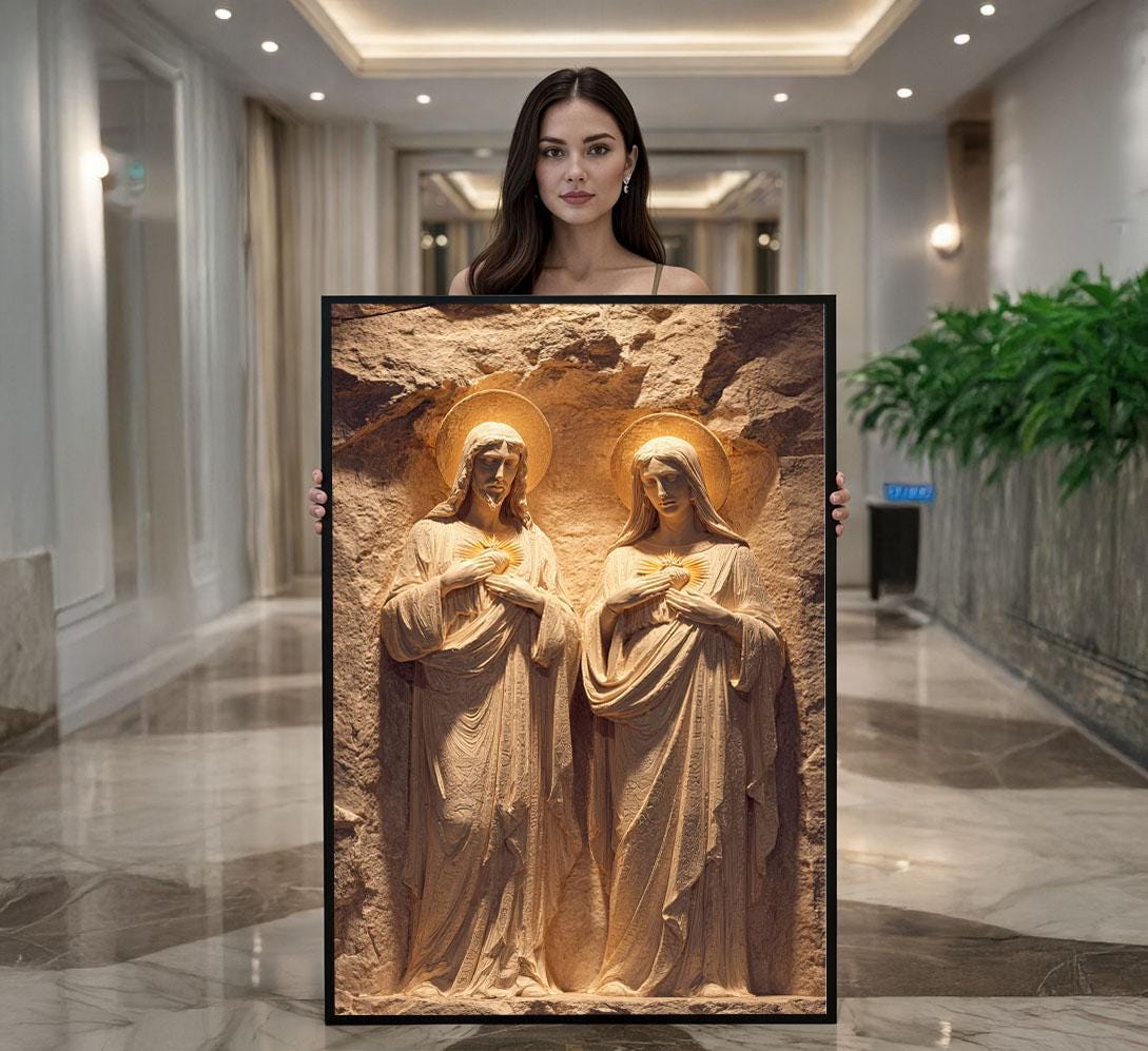 Image 1 of Illuminated Saints Byzantine Style Canvas Wall Art Print | Sacred Living Room Decor | Art Collectors