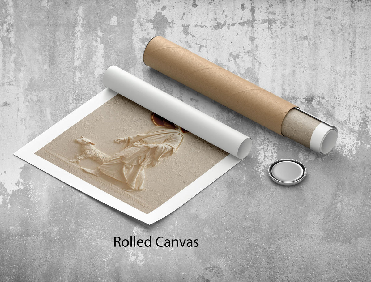 Image 5 of Serene Jesus and Lamb Canvas Wall Art Print | Golden Halo Living Room Decor | Statement Piece