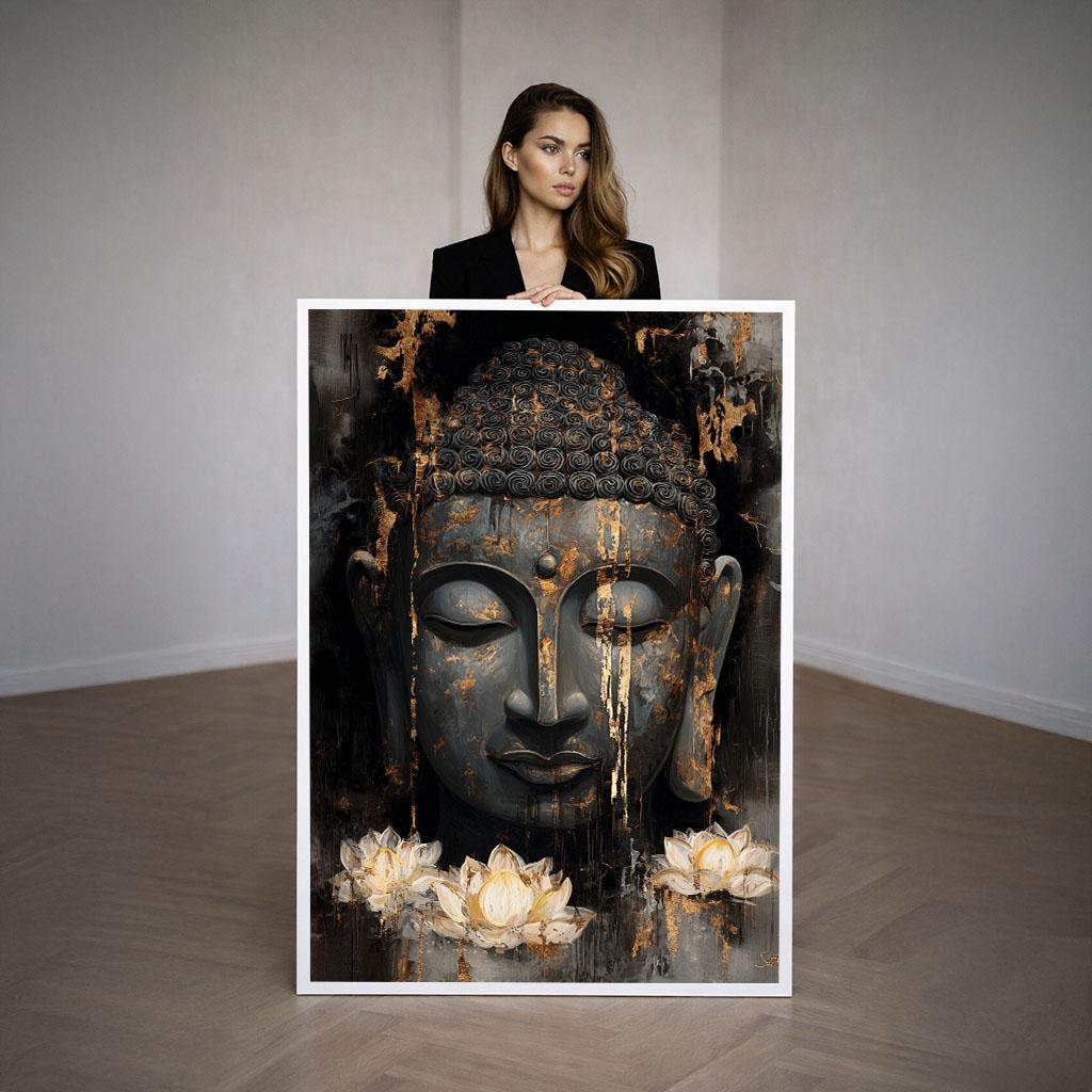 Image 3 of Tranquil Buddha Lotus Canvas Wall Art Print | Zen Living Room Decor | Meditation Sanctuary Statement Piece