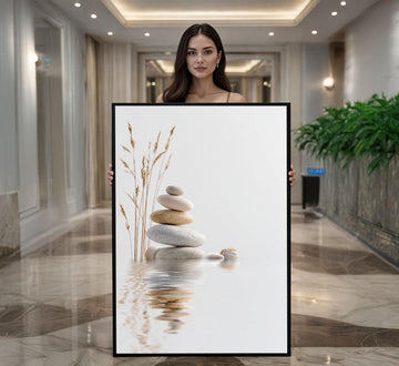 Image 1 of Calming Zen Stones Balance Canvas Wall Art Print | Minimalist Bedroom Decor | Tranquil Gift