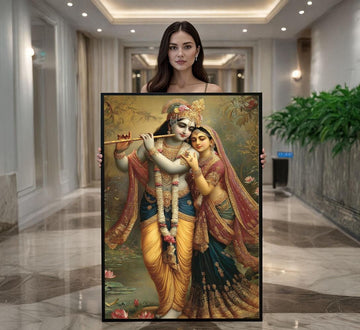 Image 1 of Romantic Krishna Radha Canvas Wall Art Print | Traditional Indian Love Bedroom Decor | Art Collectors