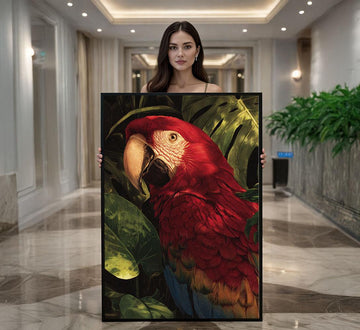 Image 1 of Vibrant Scarlet Macaw Canvas Wall Art Print | Tropical Living Room Decor | Statement Piece