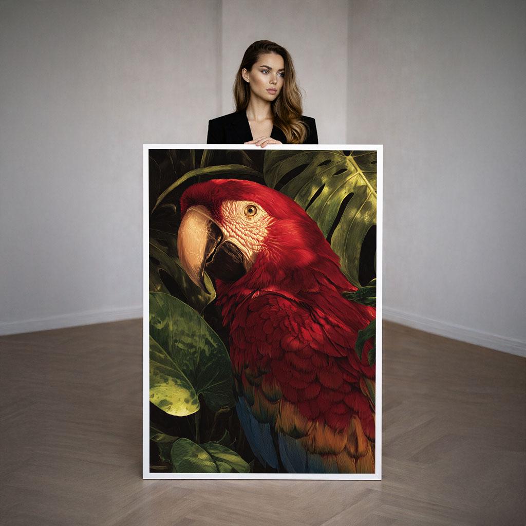 Image 3 of Vibrant Scarlet Macaw Canvas Wall Art Print | Tropical Living Room Decor | Statement Piece