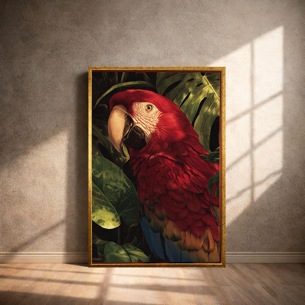 Image 4 of Vibrant Scarlet Macaw Canvas Wall Art Print | Tropical Living Room Decor | Statement Piece