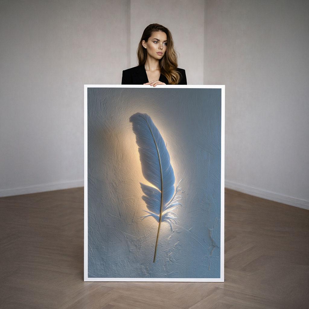 Image 3 of Elegant Blue Feather Canvas Wall Art Print | Sophisticated Living Room Decor | Modern Art Lovers