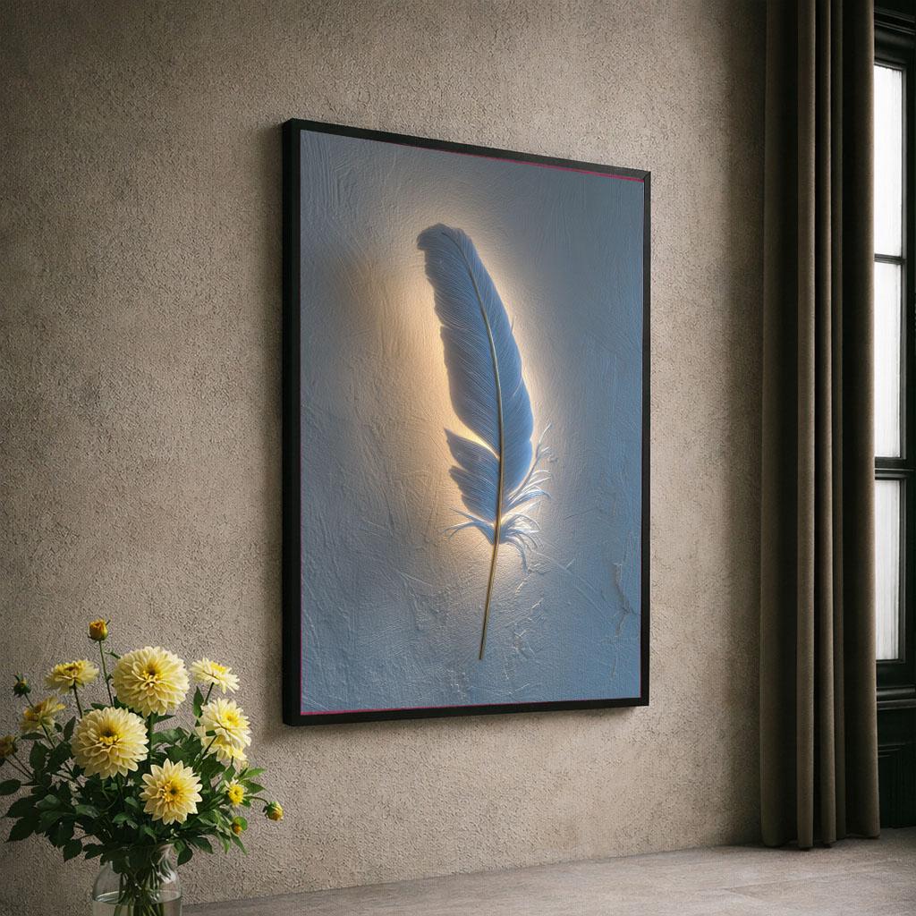Image 6 of Elegant Blue Feather Canvas Wall Art Print | Sophisticated Living Room Decor | Modern Art Lovers