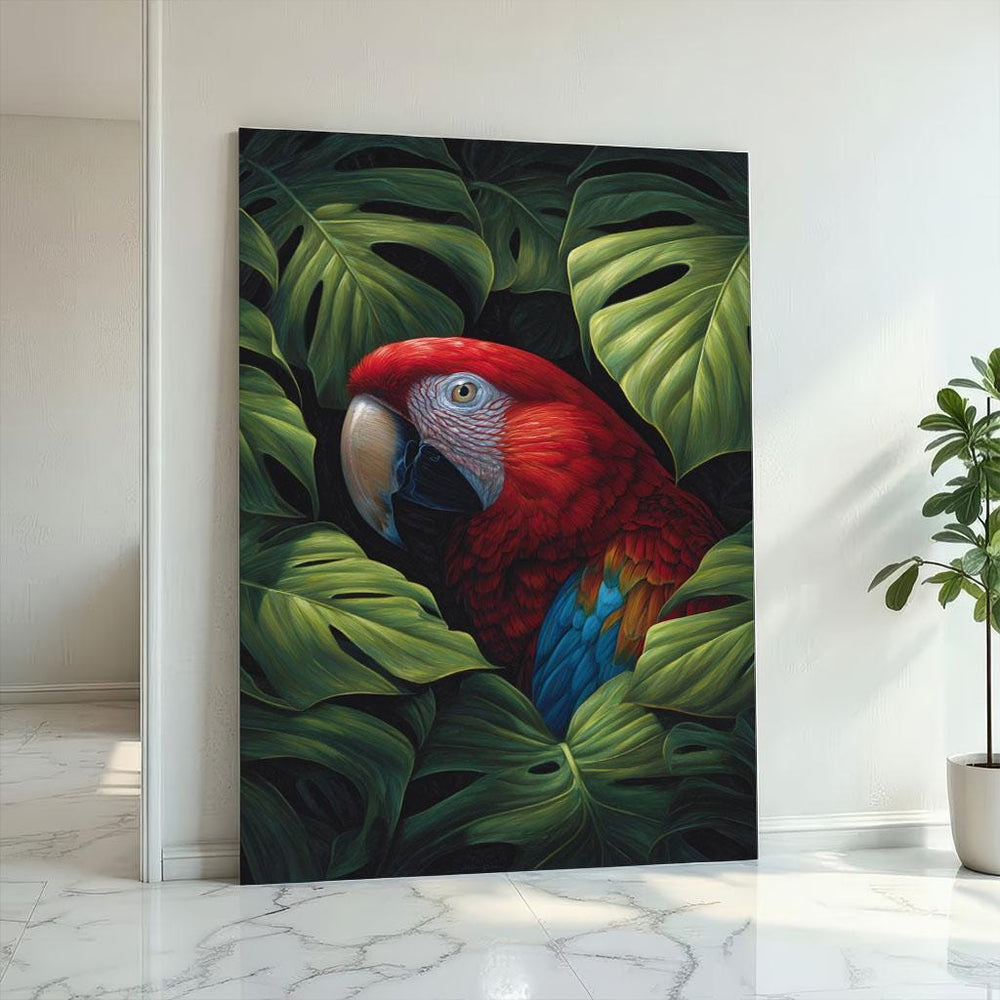 Scarlet Macaw Canvas Print: Tropical Jungle Wall Art