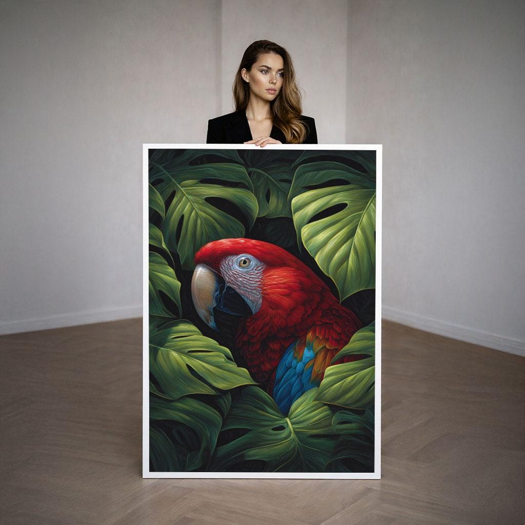Image 3 of Vibrant Scarlet Macaw Canvas Wall Art Print | Tropical Jungle Decor for Living Room | Art Collectors Statement Piece