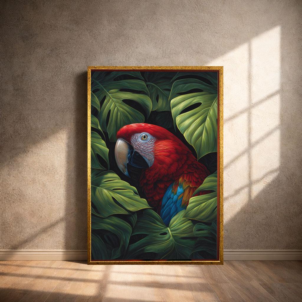 Image 4 of Vibrant Scarlet Macaw Canvas Wall Art Print | Tropical Jungle Decor for Living Room | Art Collectors Statement Piece