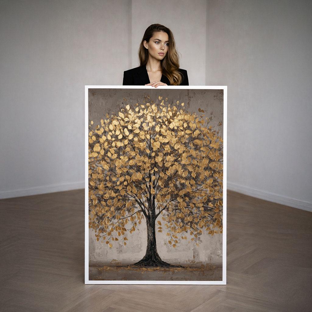 Image 3 of Majestic Gold Tree Canvas Wall Art Print | Elegant Living Room Decor | Ready to Hang Statement Piece