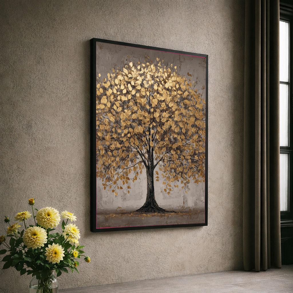 Image 6 of Majestic Gold Tree Canvas Wall Art Print | Elegant Living Room Decor | Ready to Hang Statement Piece