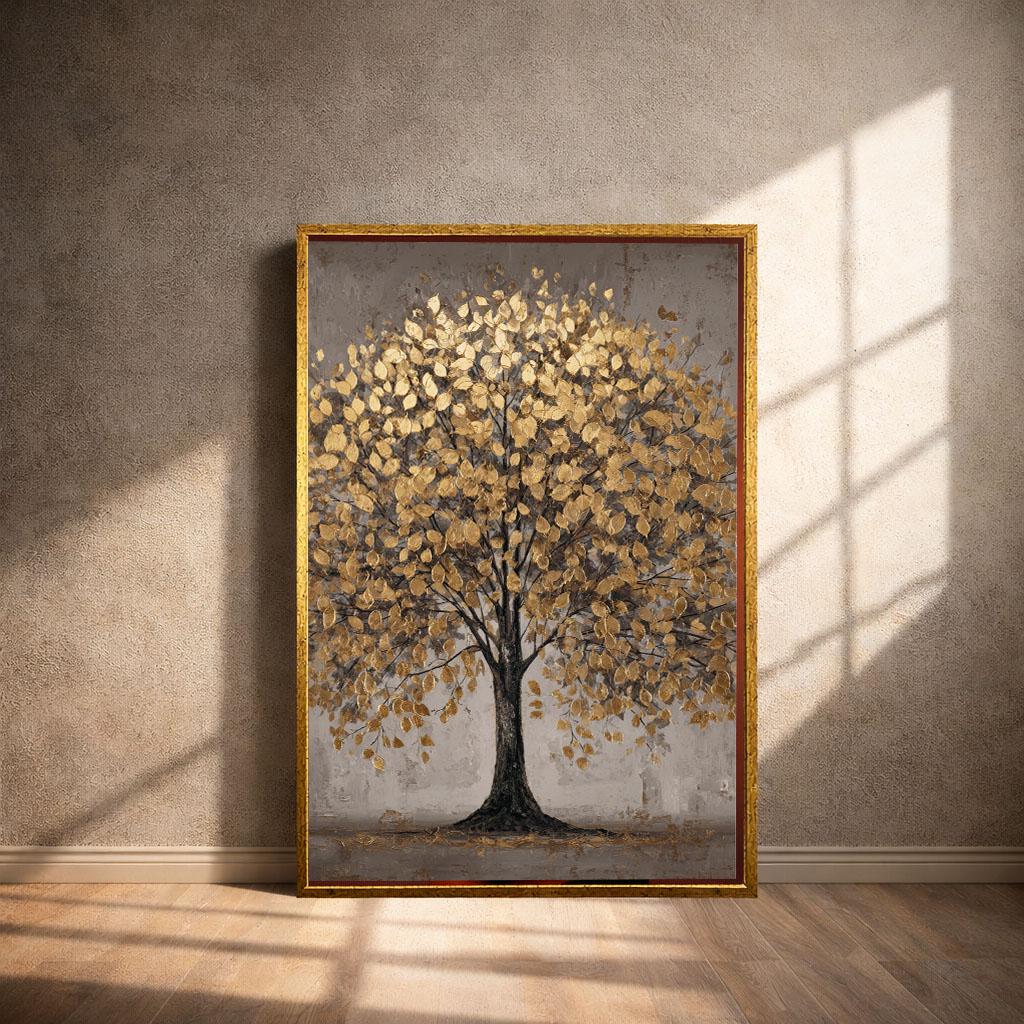 Image 4 of Majestic Gold Tree Canvas Wall Art Print | Elegant Living Room Decor | Ready to Hang Statement Piece