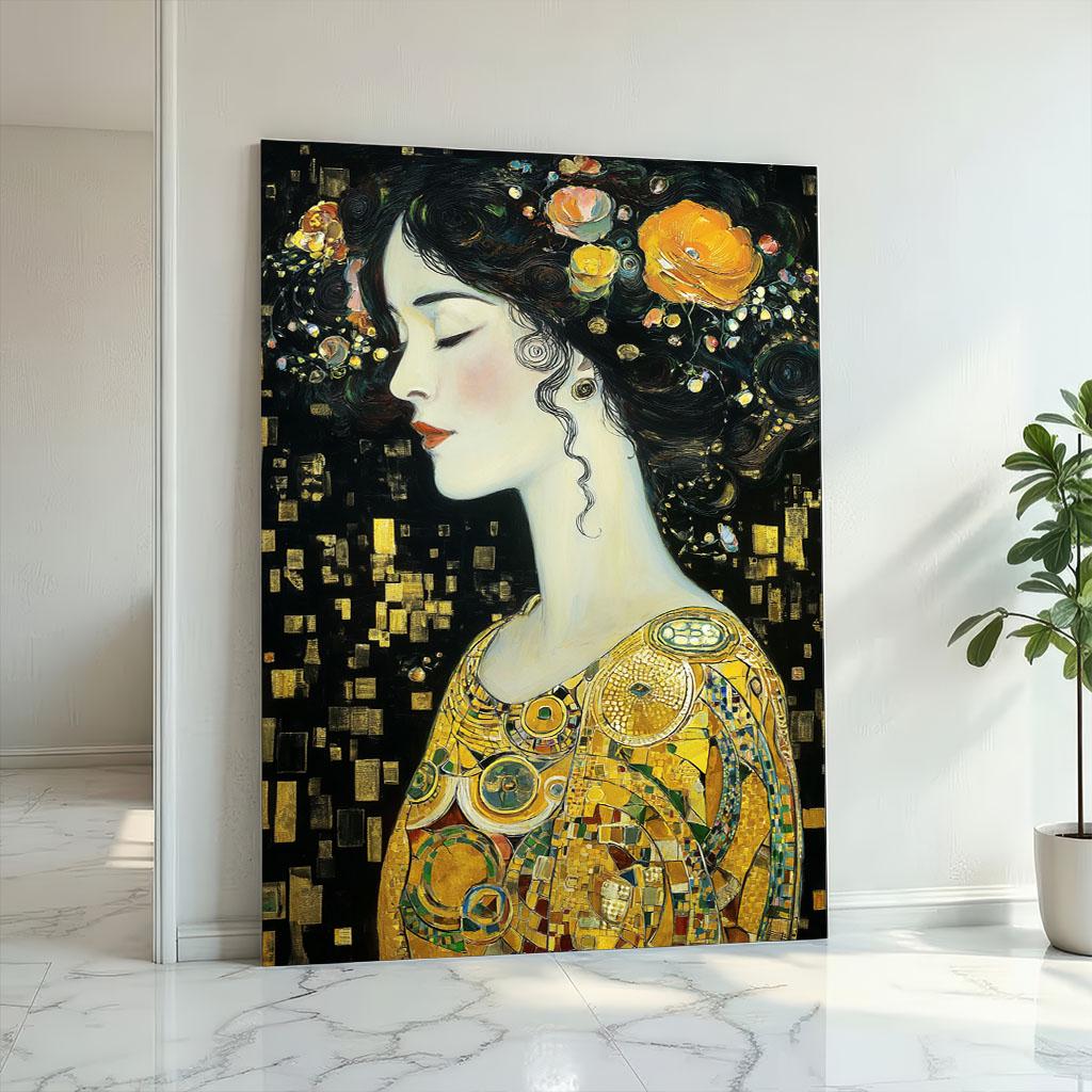 Image 2 of Gustav Klimt Golden Woman Canvas Wall Art Print | Luxurious Living Room Decor | Art Lovers Delight