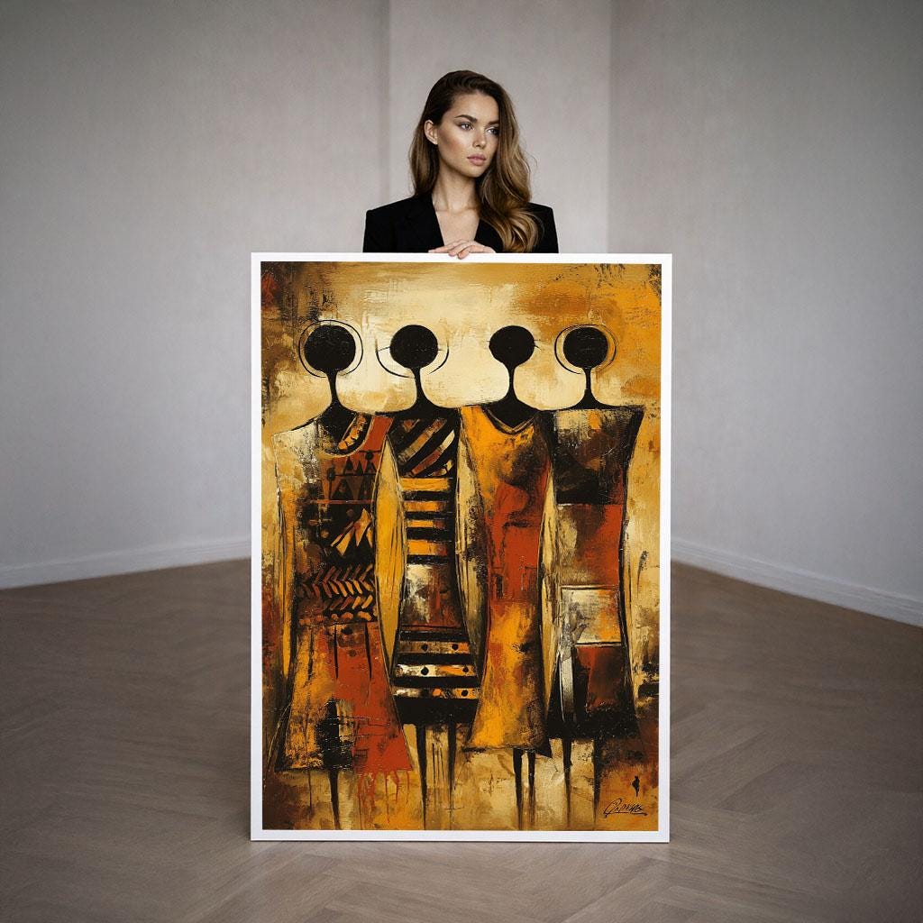 Image 3 of Bold African Women Portrait Canvas Wall Art Print | Abstract Living Room Decor | Statement Piece