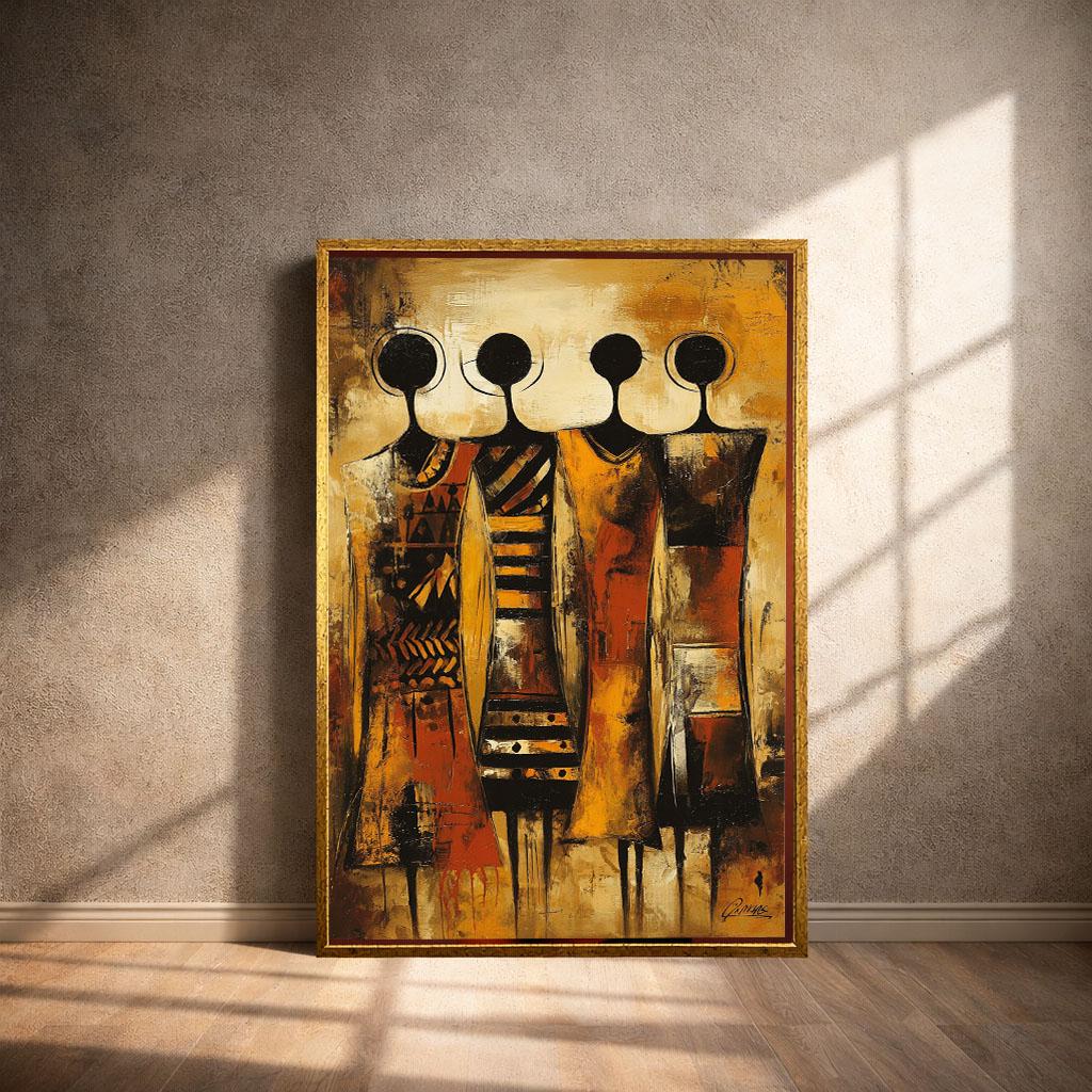 Image 4 of Bold African Women Portrait Canvas Wall Art Print | Abstract Living Room Decor | Statement Piece