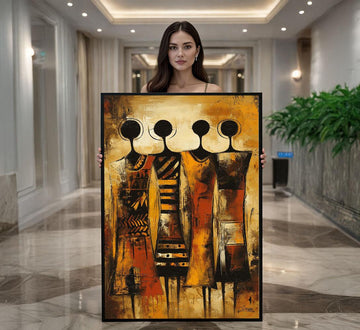 Image 1 of Bold African Women Portrait Canvas Wall Art Print | Abstract Living Room Decor | Statement Piece