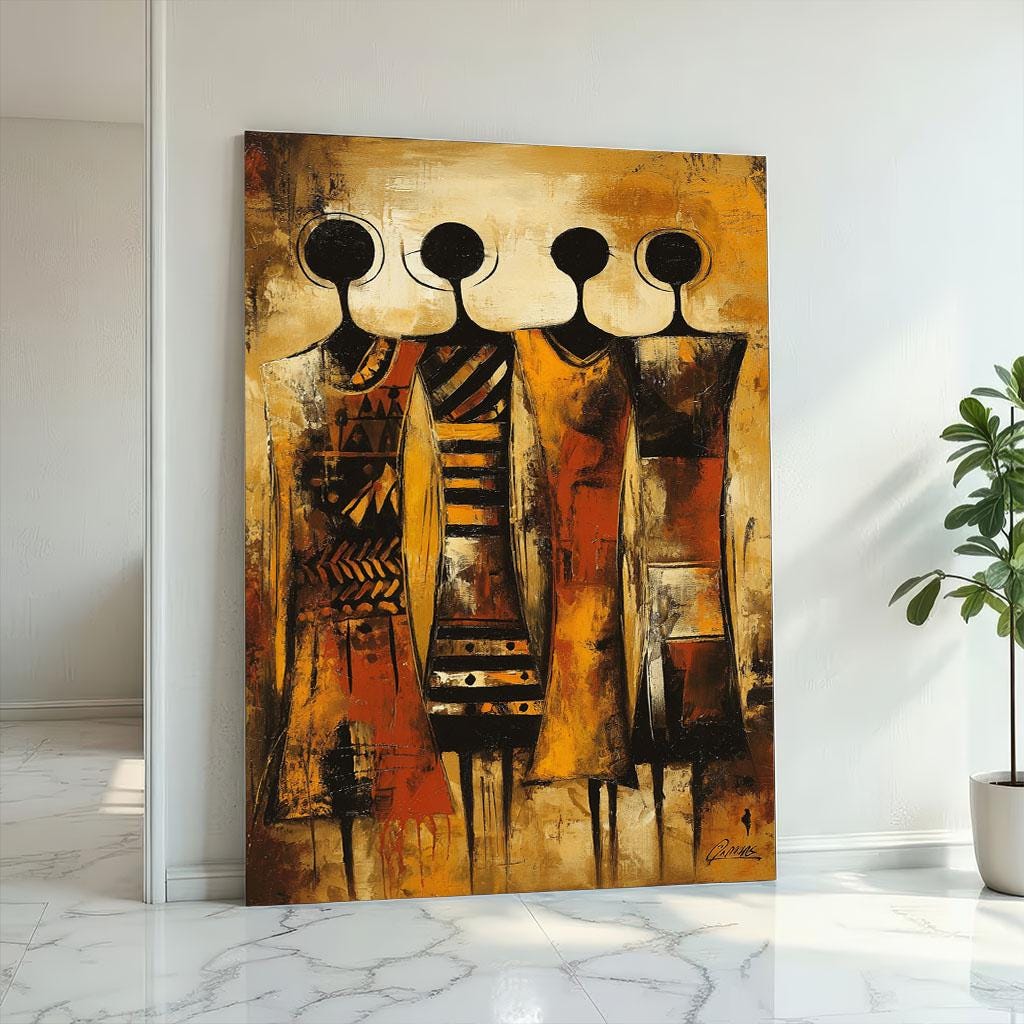 Image 2 of Bold African Women Portrait Canvas Wall Art Print | Abstract Living Room Decor | Statement Piece
