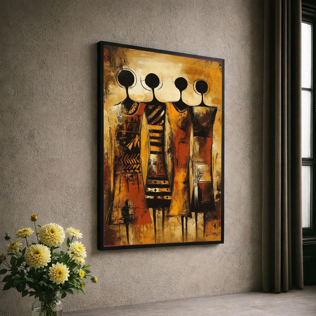 Image 6 of Bold African Women Portrait Canvas Wall Art Print | Abstract Living Room Decor | Statement Piece