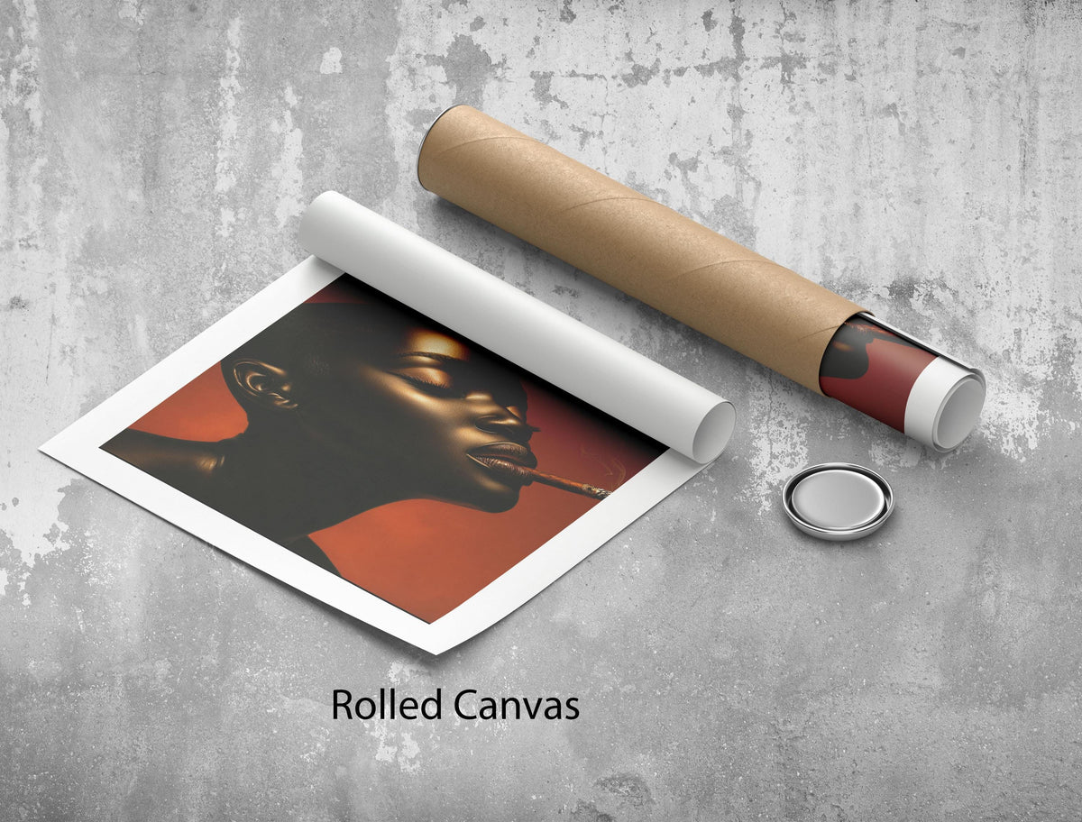 Image 5 of Bold Black Woman Smoking Cigar Canvas Wall Art Print | Modern Living Room Decor | Statement Piece