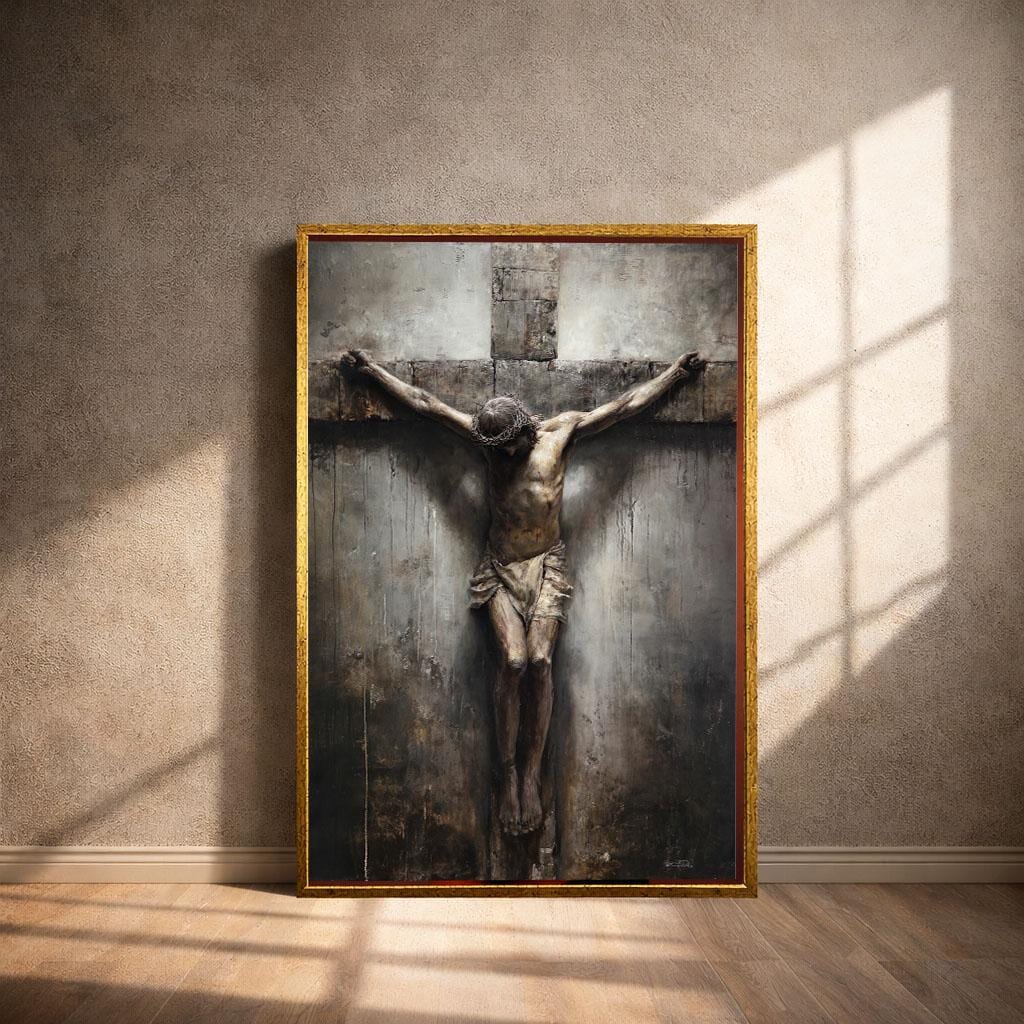 Image 4 of Jesus Crucifixion Canvas Wall Art Print | Sacred Living Room Decor | Statement Piece