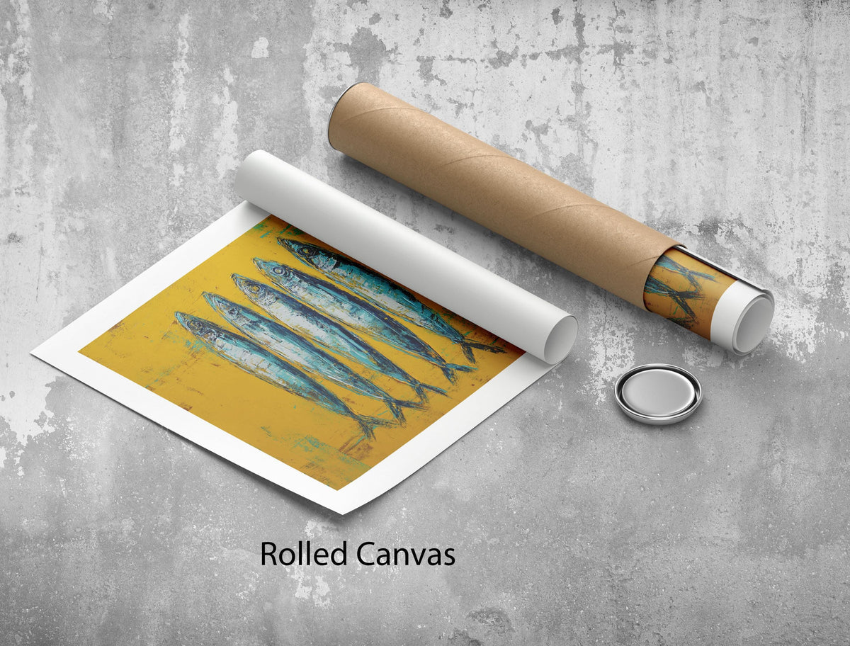 Image 5 of Vibrant Fish School Canvas Wall Art Print | Abstract Yellow Blue Kitchen Decor | Modern Art Lovers