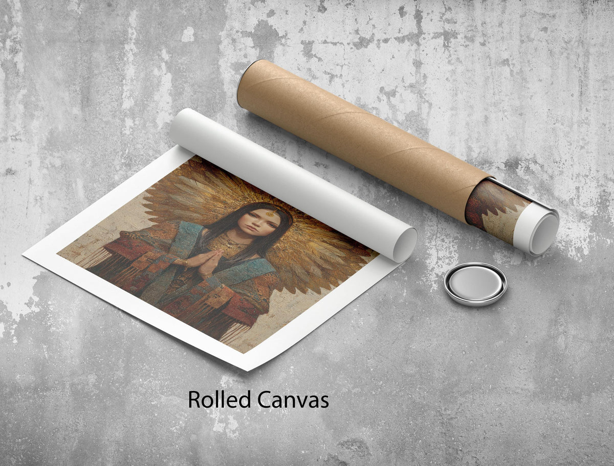Image 5 of Sacred Woman with Halo Canvas Wall Art Print | Mosaic Style Living Room Decor | Modern Art Lovers