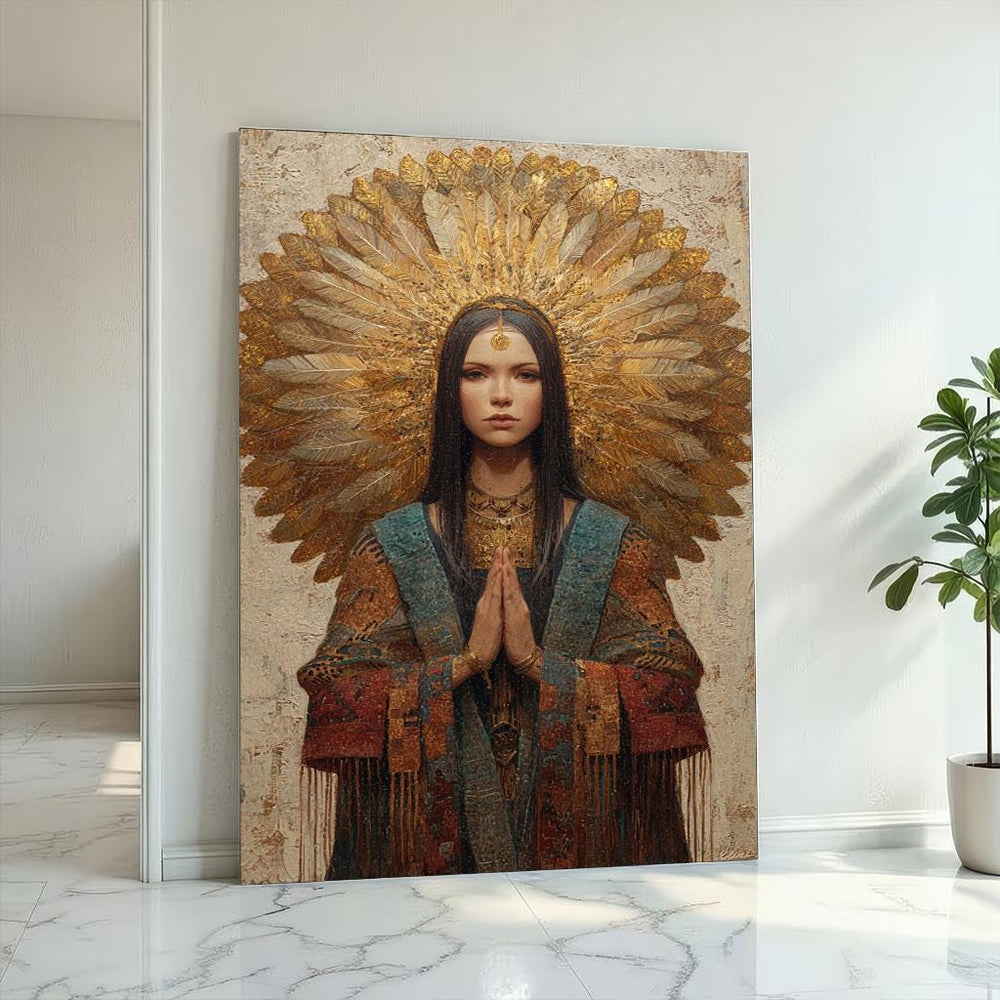 Sacred Woman Canvas Art Print: Halo, Mosaic Style