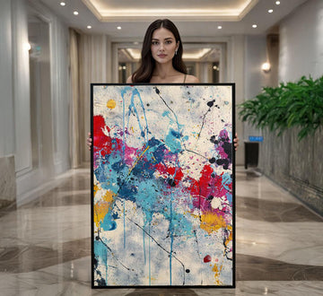 Image 1 of Vibrant Abstract Expressionism Canvas Wall Art Print | Colorful Living Room Decor | Modern Art Lovers
