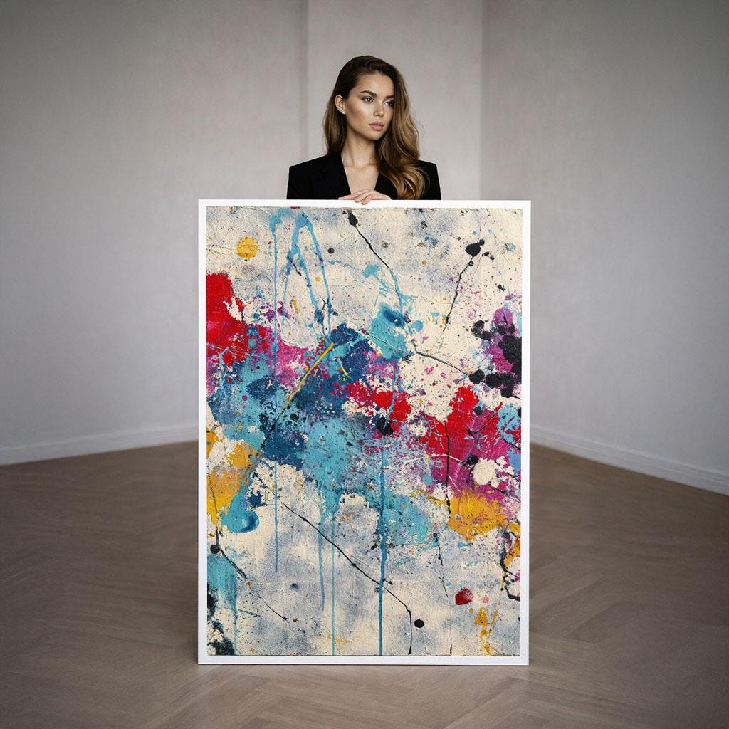 Image 3 of Vibrant Abstract Expressionism Canvas Wall Art Print | Colorful Living Room Decor | Modern Art Lovers