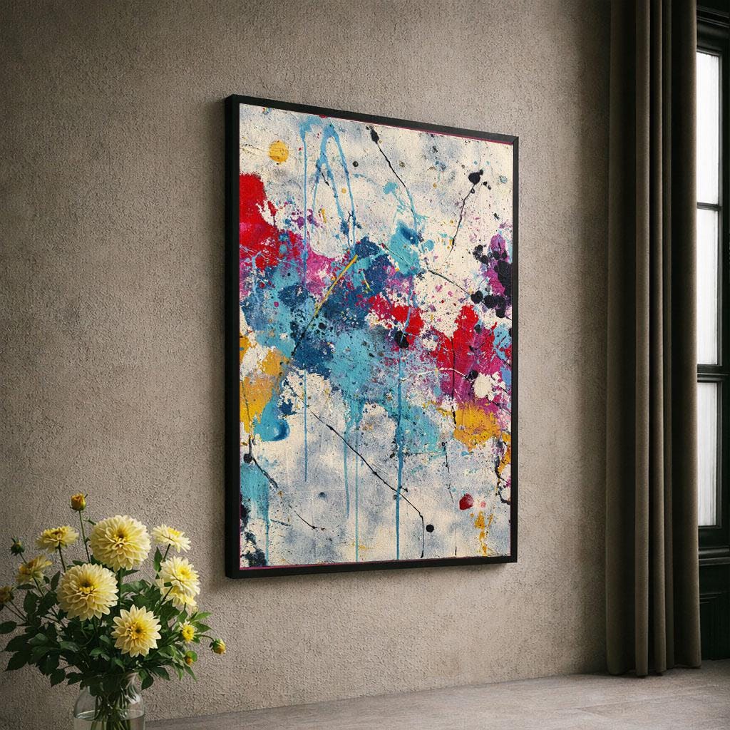 Image 6 of Vibrant Abstract Expressionism Canvas Wall Art Print | Colorful Living Room Decor | Modern Art Lovers