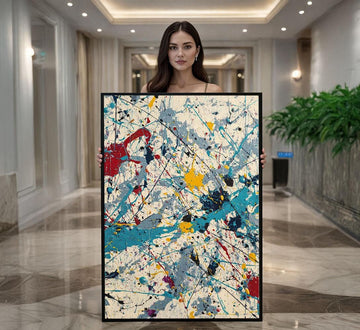 Image 1 of Dynamic Abstract Expressionism Canvas Wall Art Print | Colorful Living Room Decor | Modern Art Lovers