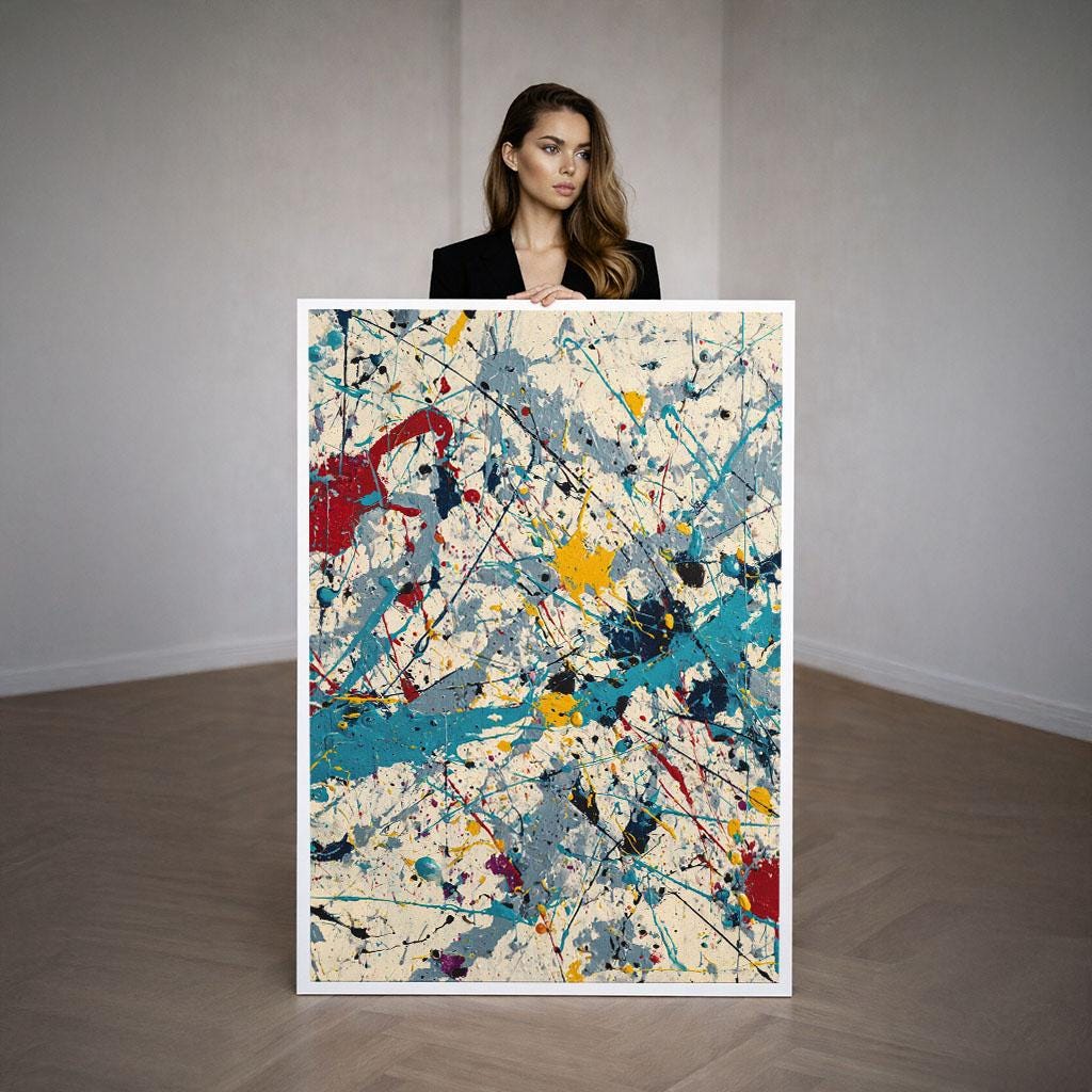 Image 3 of Dynamic Abstract Expressionism Canvas Wall Art Print | Colorful Living Room Decor | Modern Art Lovers