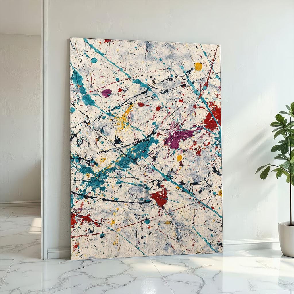 Image 2 of Dynamic Abstract Expressionism Canvas Wall Art Print | Colorful Living Room Decor | Art Collectors Statement Piece